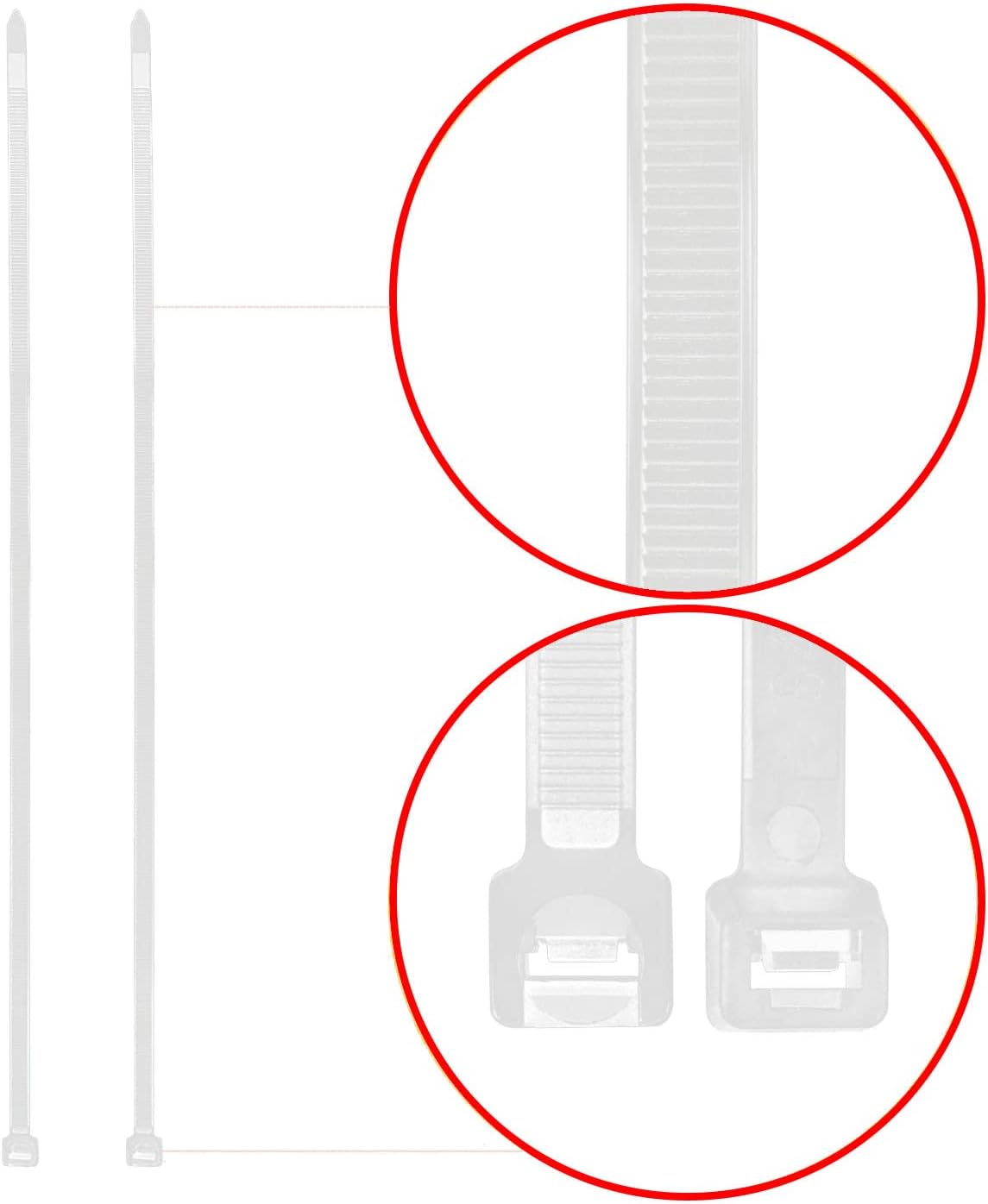 Superun Heavy Duty Zip Ties 20 Inch, Strong Large White Zip Ties 120 Lbs Tensile Strength Selflocking Wire Ties (Industrial Grade Cable Ties) Pack of 50 Clear