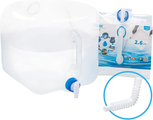 Collapsible Water Container Jug, 2.6 Gallon No BPA Water Storage Carrier with Spigot, for Camping Hiking Backpacking RV Outdoors and Emergency, Foldable Portable Survival Kits for Hurricane