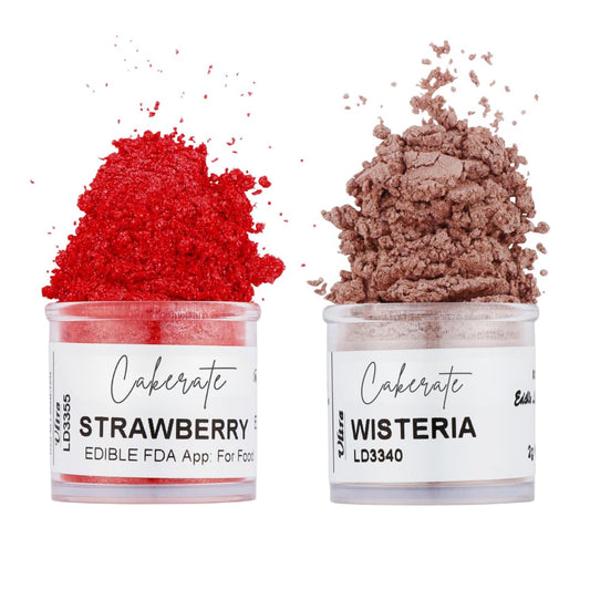 Strawberry & Wisteria Luster Dust for Baking (2 Pack) – Edible Glitter for Cake Decorating, Fondant, Cupcakes, Drinks & Desserts – Kosher, Vegan, Food-Safe Luster Dust - 2 grams, Highly Concentrated