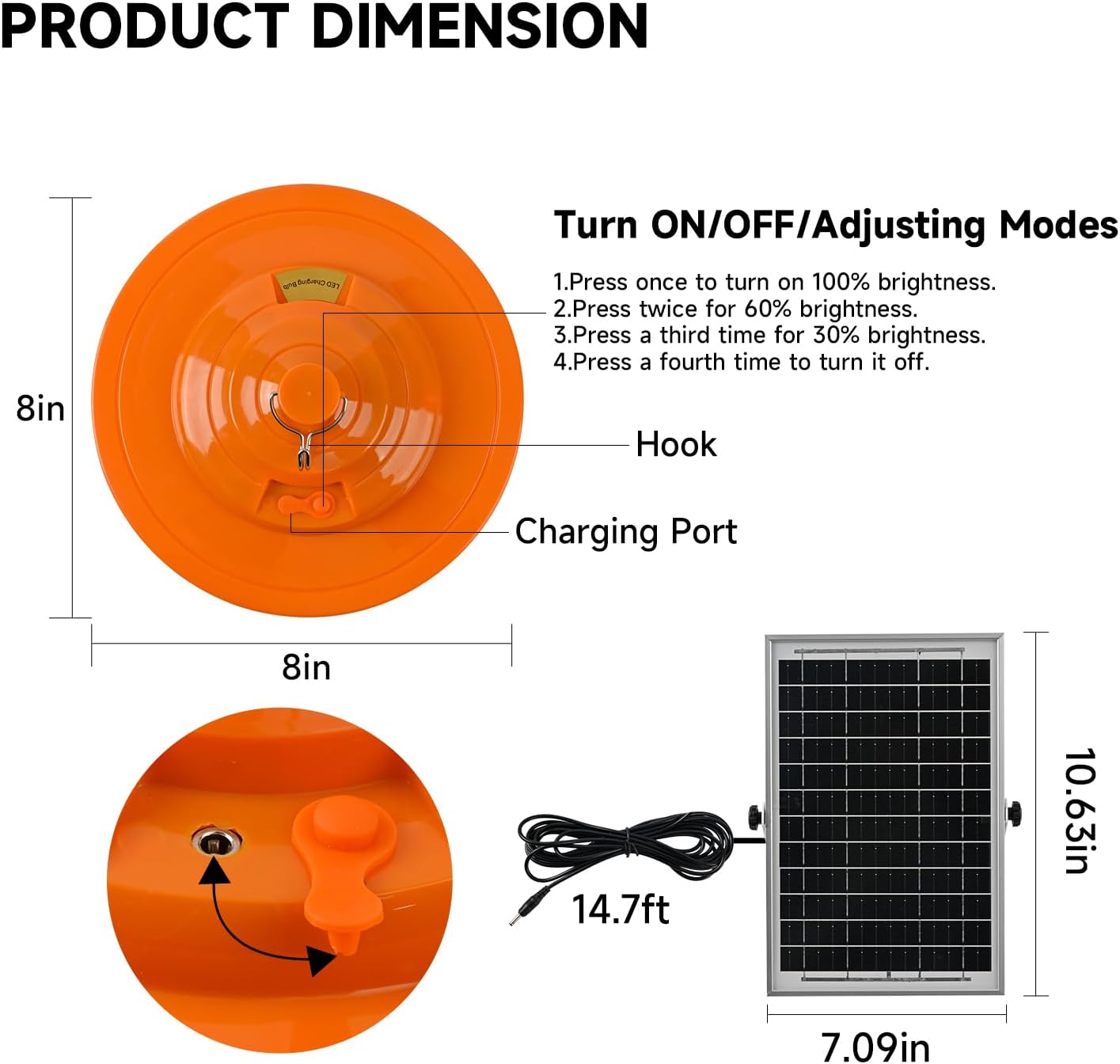Solar Plant Grow Light Battery Powered, 96 LED Full Spectrum Hanging Grow Lights for Indoor Plants with Timer, Solar Pendant Growing Lamp for Greenhouse with Remote Control(14.7FT Cord)