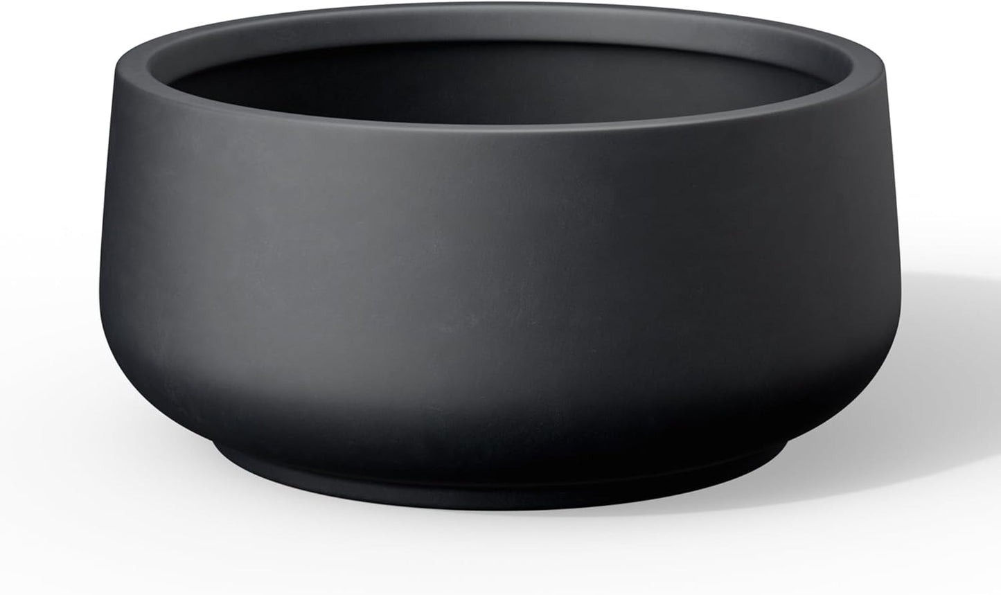 Kante 13.4" Dia Round Curvy Concrete Planter, Large Plant Pots with Drainage Hole and Rubber Plug for Indoor Outdoor Plants, Flower Pot for Home Garden Patio Porch, Black