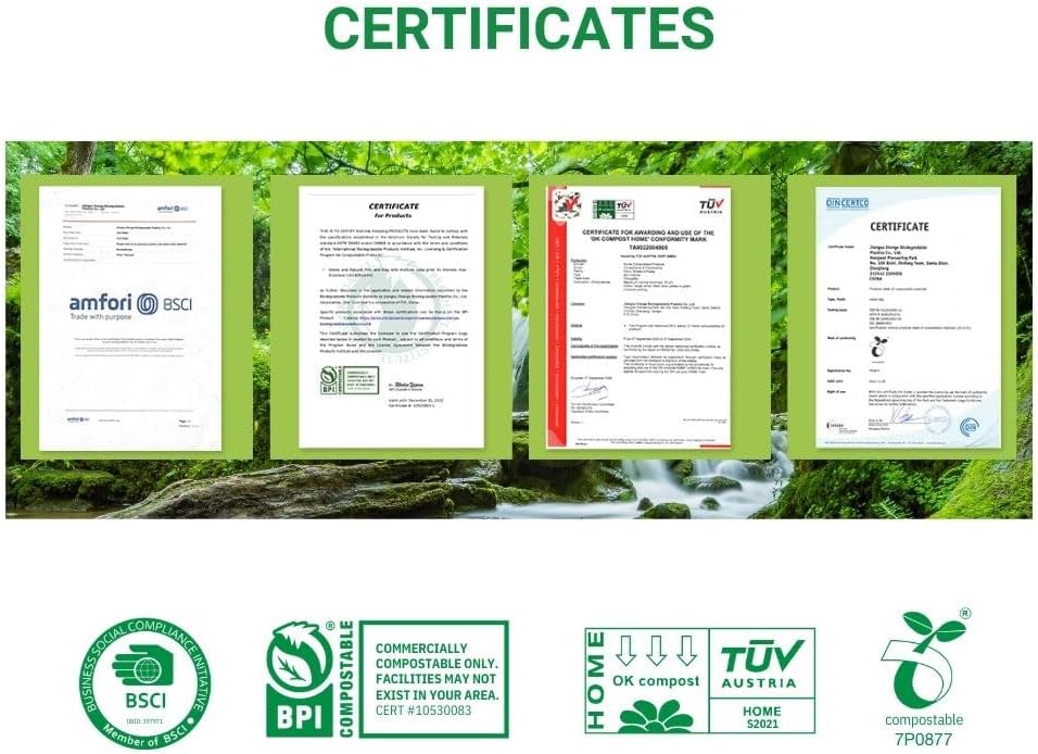 6~8 Gallon Compostable Trash Bags, 100 Count, Plant-Based Garbage Bags for Kitchen, Bathroom, Office & Food Waste – Durable, Leak-Proof, ASTM D6400 & BPI Certified