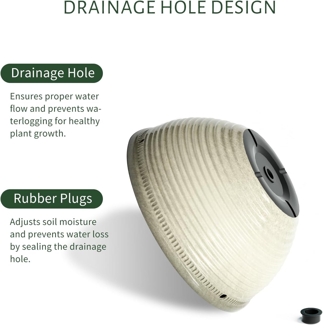 2 Pack Hanging Planters for Indoor Outdoor Plants, 10 Inch Hanging Planter with Drainage Hole & Plug Glazed Hanging Baskets Flower Pots for Garden Home (Off-White)