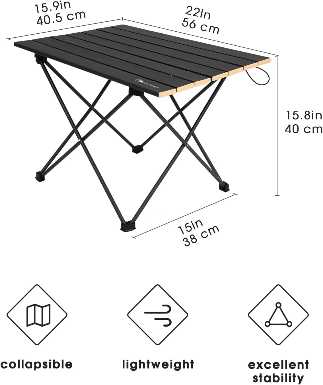 MOON LENCE Folding Outdoor Aluminum Camping Table Portable Ultralight Compact Backpacking Travel Table for Beach, Picnics, Hikin (Gold, Large)