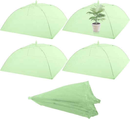 Sawysine 4 Pack Mesh Plant Cover Reusable Screen Cloche Dome Plant Protector Tent Collapsible Umbrella for Outdoor Garden Greenhouse Vegetable Flowers Strawberry from Animals(15 x 15 Inch,Green)