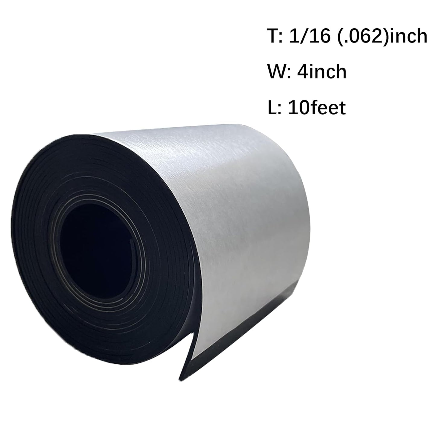 Solid Rubber Sheet with Adhesive 1/16 (.062)" Thick X 4" Wide X 10'Long, Solid Rubber Strips Rolls Self Adhesive for Gasket, Protection (4" X10'X1/16)