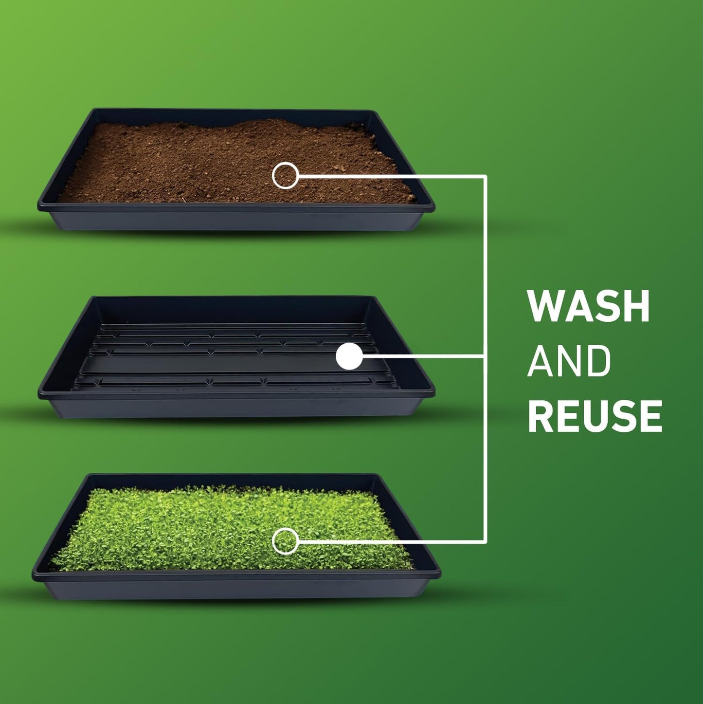 10x20 Inch Black Plastic 10 Pack Plant Propagation Tray – Growing Trays for Garden, Planting, Seedling, Soil & Hydroponic Horticulture - Microgreen Trays Grow Plants - No Drain Holes