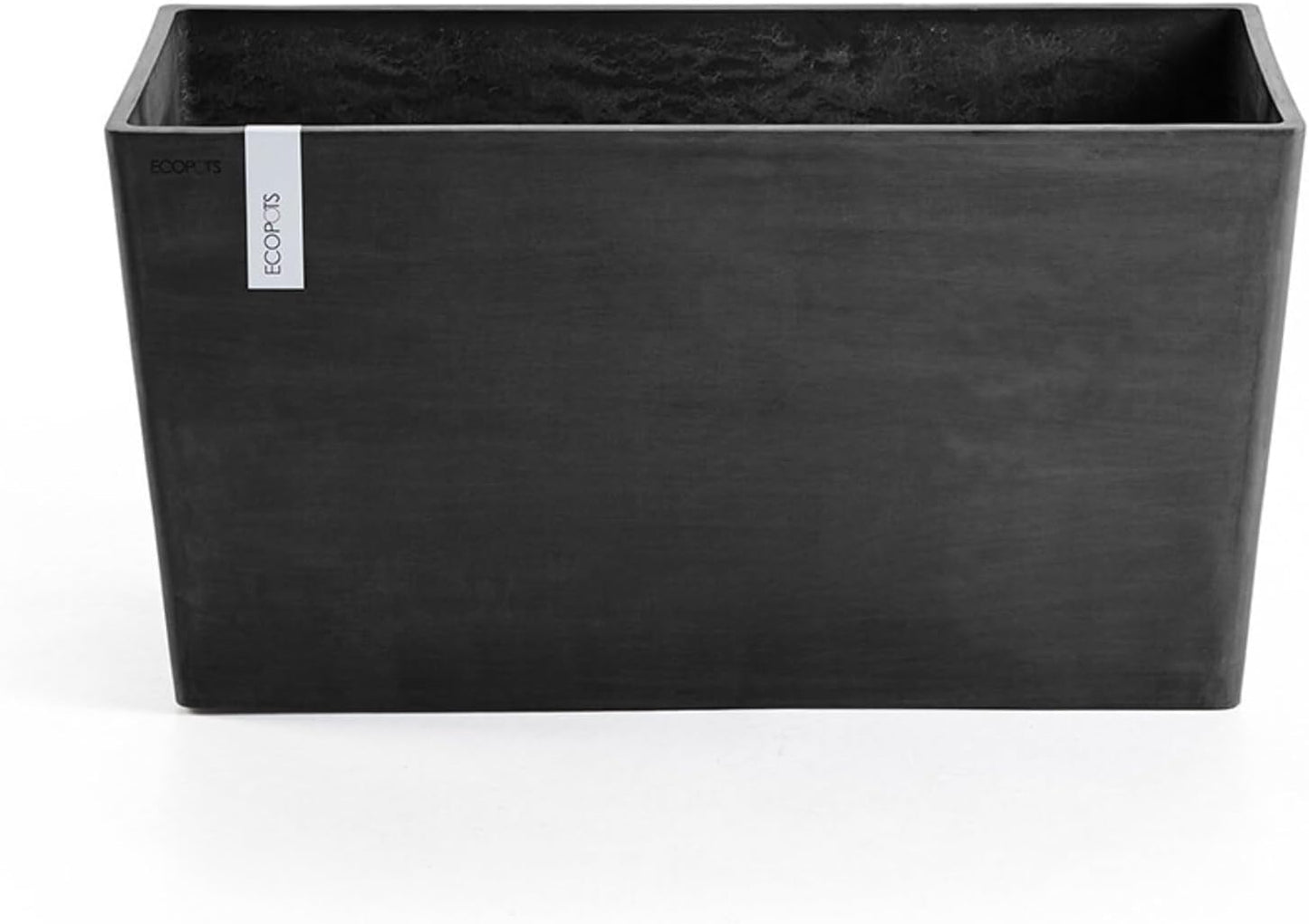 Ecopots Paris Durable Modern Rectangular Indoor/Outdoor Recycled-Based Composite Flower Planter, Dark Grey, 31.5"