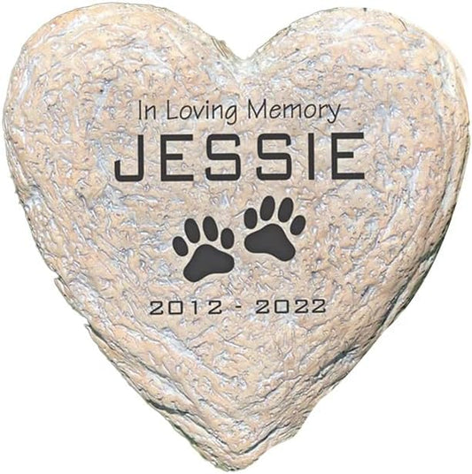 GiftsForYouNow Engraved in Loving Memory Pet Memorial Garden Stone, 5 Inch Heart-Shaped, Durable, Waterproof, Temporary Grave Marker, Dog Tombstone