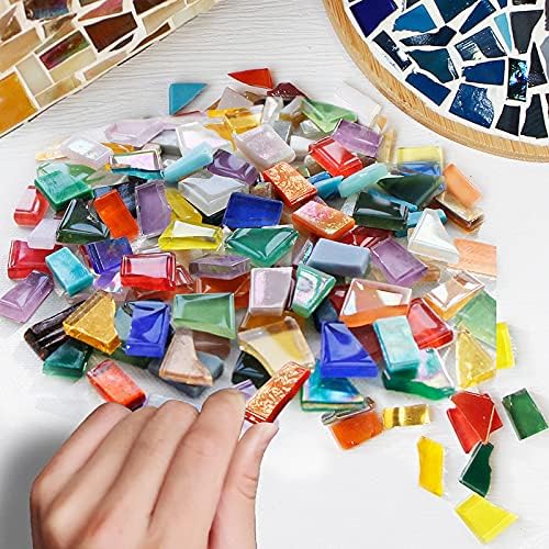 1.1lb Irregular Crystal Mosaic Tiles,Small Mosaic Tile DIY Hobbies Children Handmade Crystal Craft for Crafts Bulk DIY Picture Frames Handmade Jewelry Coaster (Brown Series)