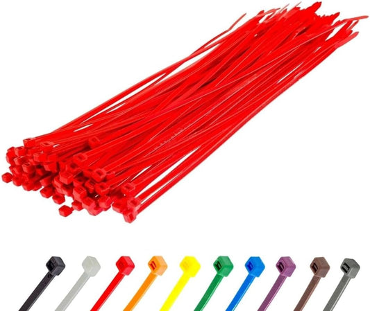 GTSE 12 Inch Red Zip Ties, 100 Pack, 40lb Strength, UV Resistant Long Nylon Cable Ties, Self-Locking 12" Tie Wraps