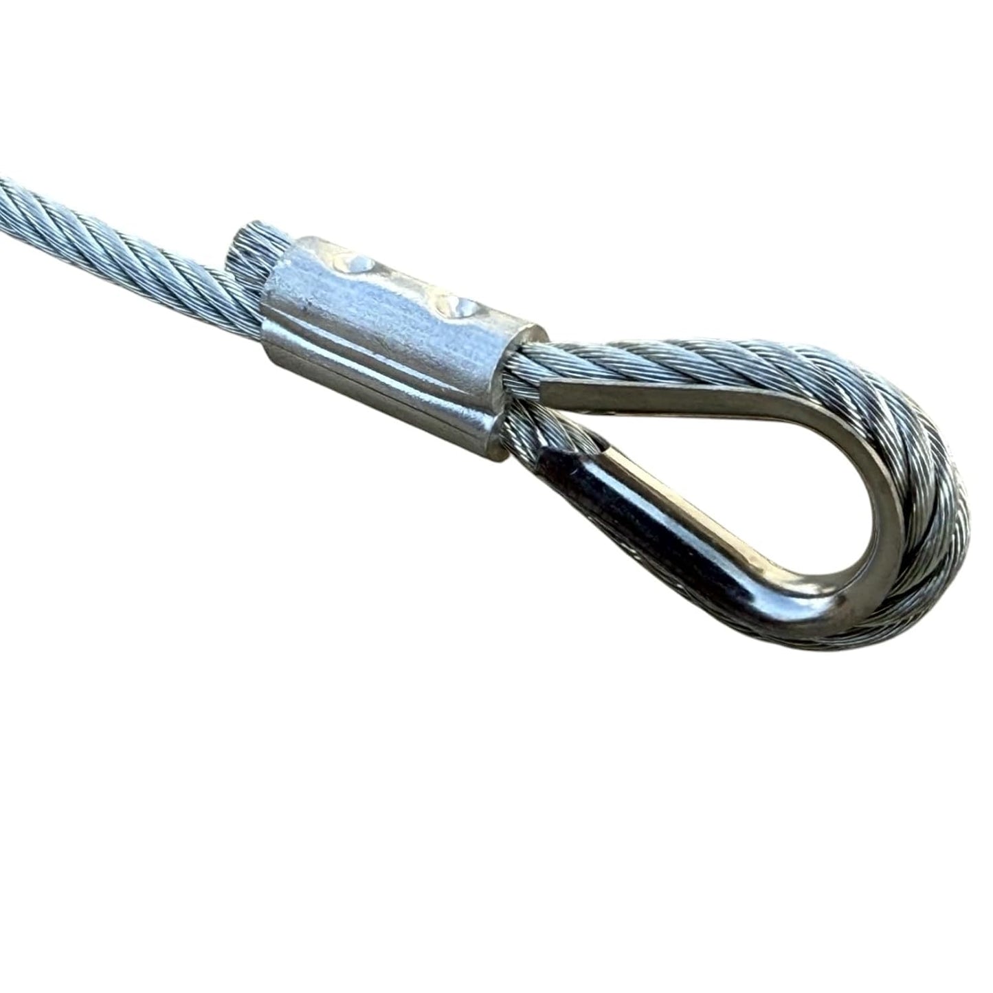 Sandbaggy 3/16" x 50 ft Galvanized Braided Steel Cable w/Looped End (7x19 Wire Rope) (4, Silver, 3/16" x 50 ft)