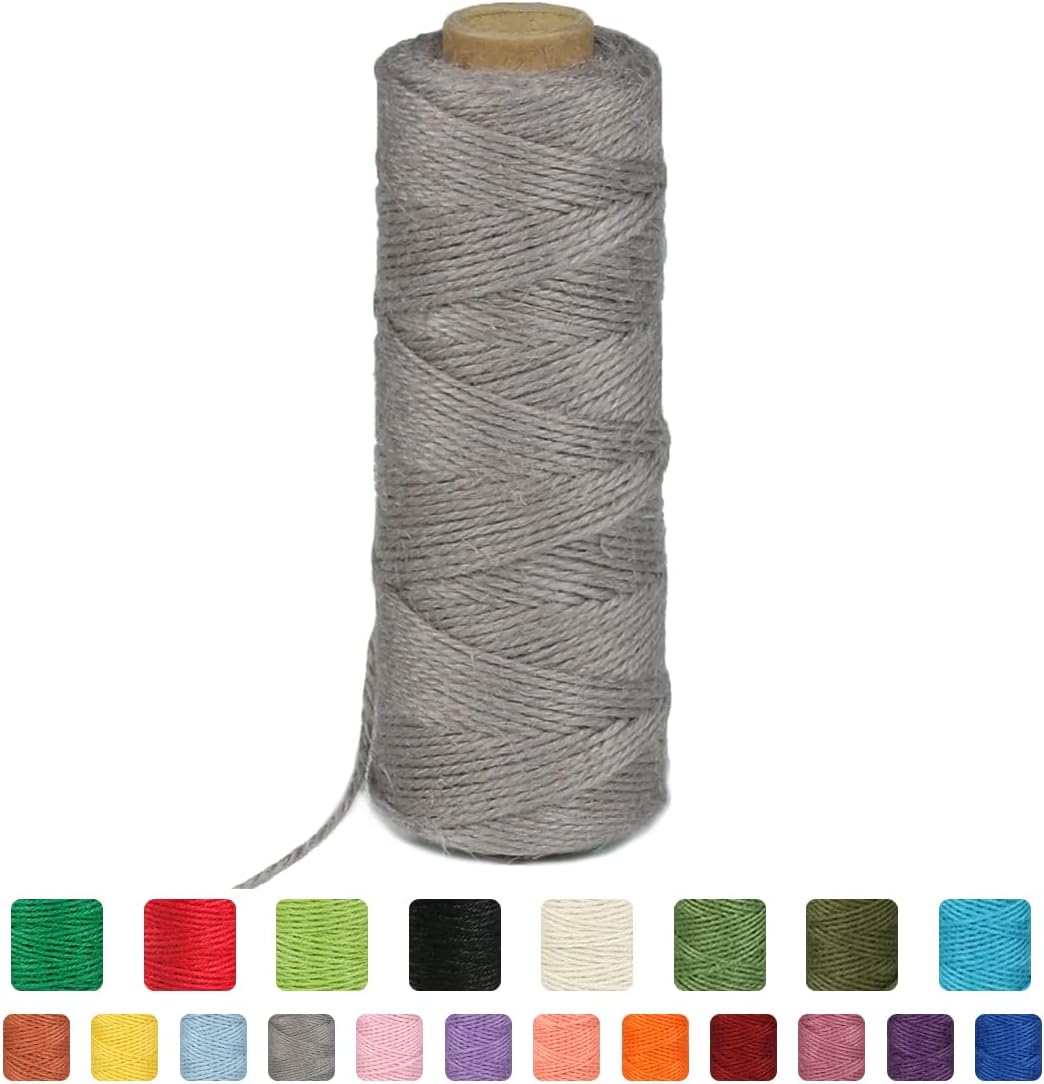 2mm 328ft Colored Natural Jute Twine String for Gift Wrapping Craft Baker Plant Christmas Ribbon Twine Handmade Arts Decoration Thin Packing String Home Decor