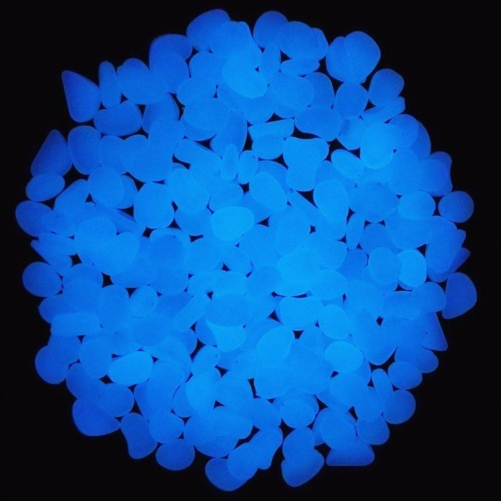 Oubest Fish Tank Rocks Glow Blue/Glow in The Dark Pebbles for Garden/Fish Tank/Aquarium/Plant Pots/Bonsai Walkway/Driveway 100pcs