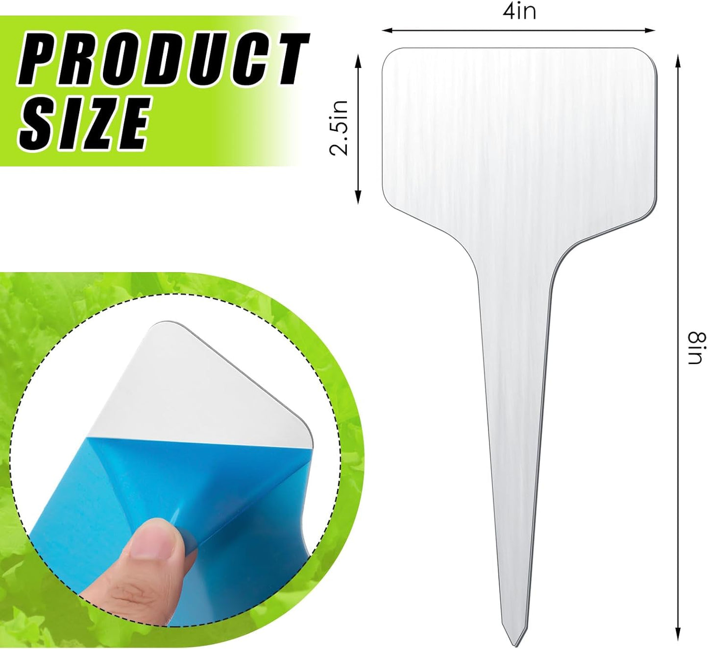 Hicarer 24 Pcs Durable Metal Plant Labels Christmas Gift Weatherproof Garden Markers Engraving Stainless Steel 304 T-Type Reusable Plant Tags for Gardeners Outdoor Greenhouse Vegetables(4x8 Inch)