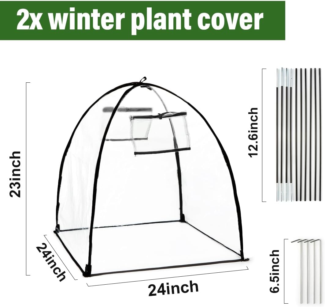 Plant Covers Freeze Protection, Clear Outdoor Garden Frost Cover, Plant Protectors from Animals, Garden cloches for Plants, Potted Fruit min Greenhouse(Transparent,2-Pack)