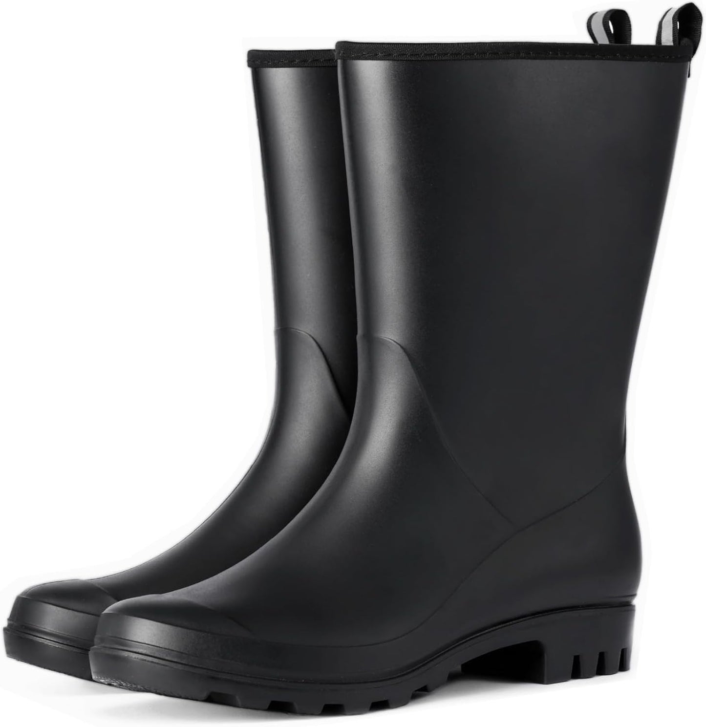 Mid Calf Rain Boots Women Waterproof PVC Womens Rubber Rain Boot Seamless Rain Footwear Outdoor Garden Work Walking