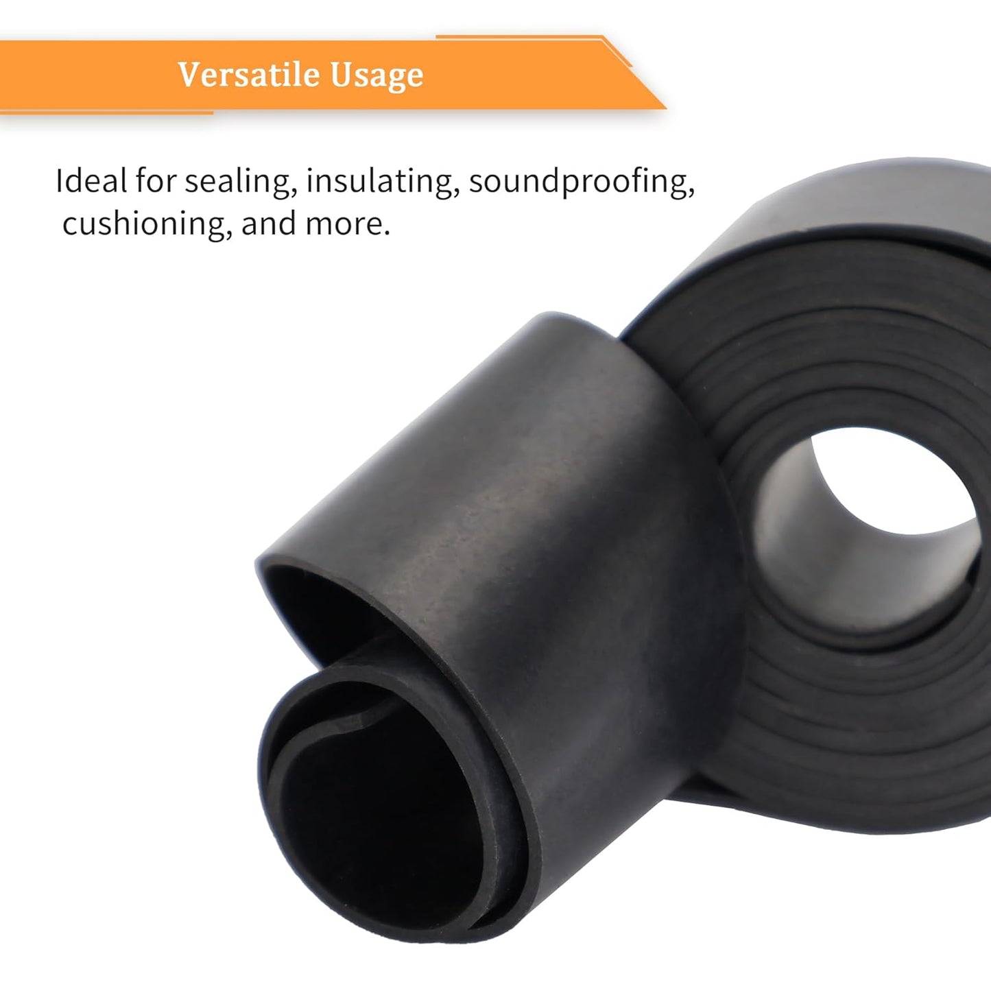 DOBTIM Rubber Strips 1/2(.500)" Thick X 1" Wide X 10'Long, Solid Rubber Rolls Use for Gaskets DIY Material, Supports, Sealing, Bumpers, Protection, Abrasion, Black