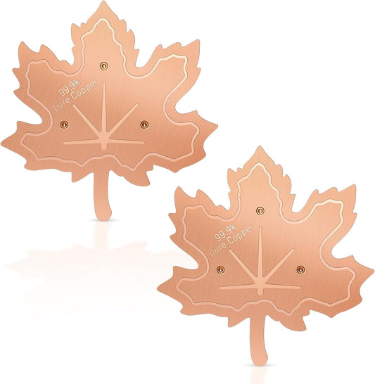 99.99% Pure Copper Bird Bath Disk, 2 Pack 0.6mm Maple Leaf Bird Bath Purification Disk with Triple-Point Support for Physical Safe Clean Water All-Season, Universal Fit for Outdoor Birdbaths, Bowl
