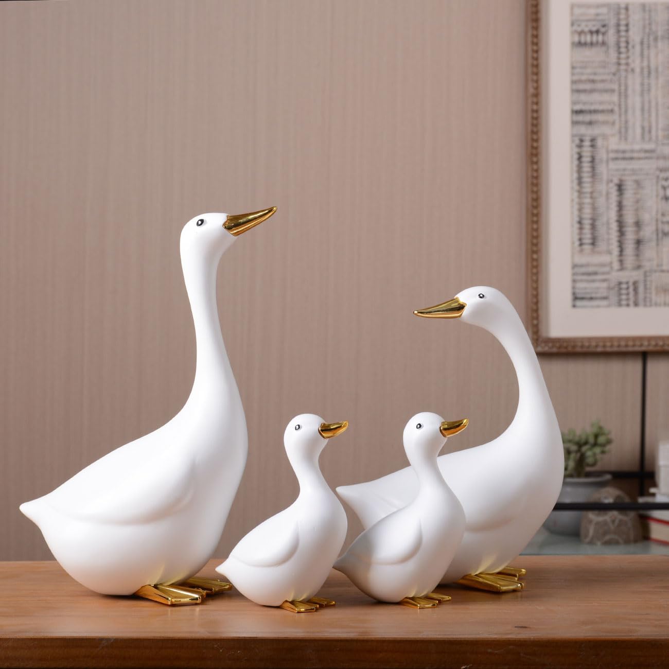 Duck Decor Figurine Animal Statue Gifts Modern Sculpture Ornament Polyresin Arts 4.7 inch