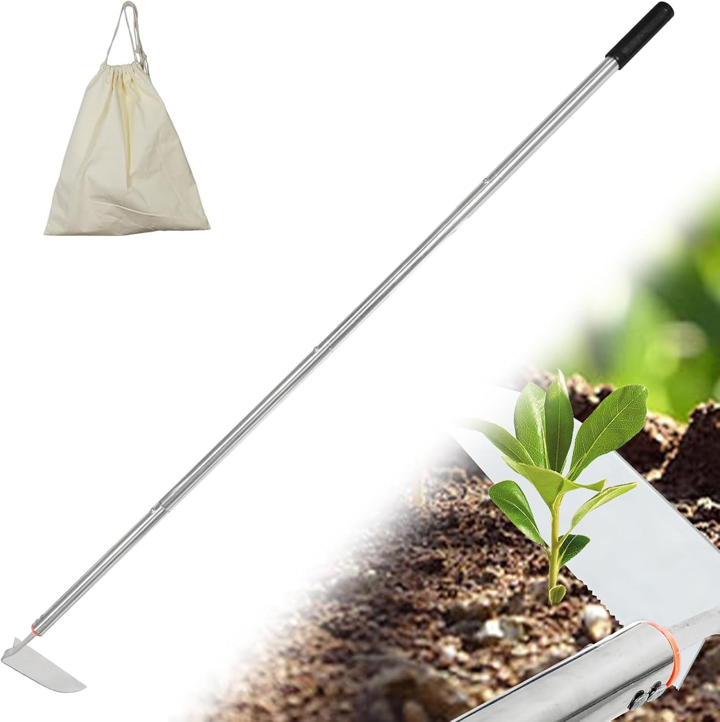 Japanese Weeding Sickle Hoe,Adjustable Long Handle Standing Hoe Graden Tool,Angular Weed Sickle Garden Tool,Action Hoe for Weeding and Planting