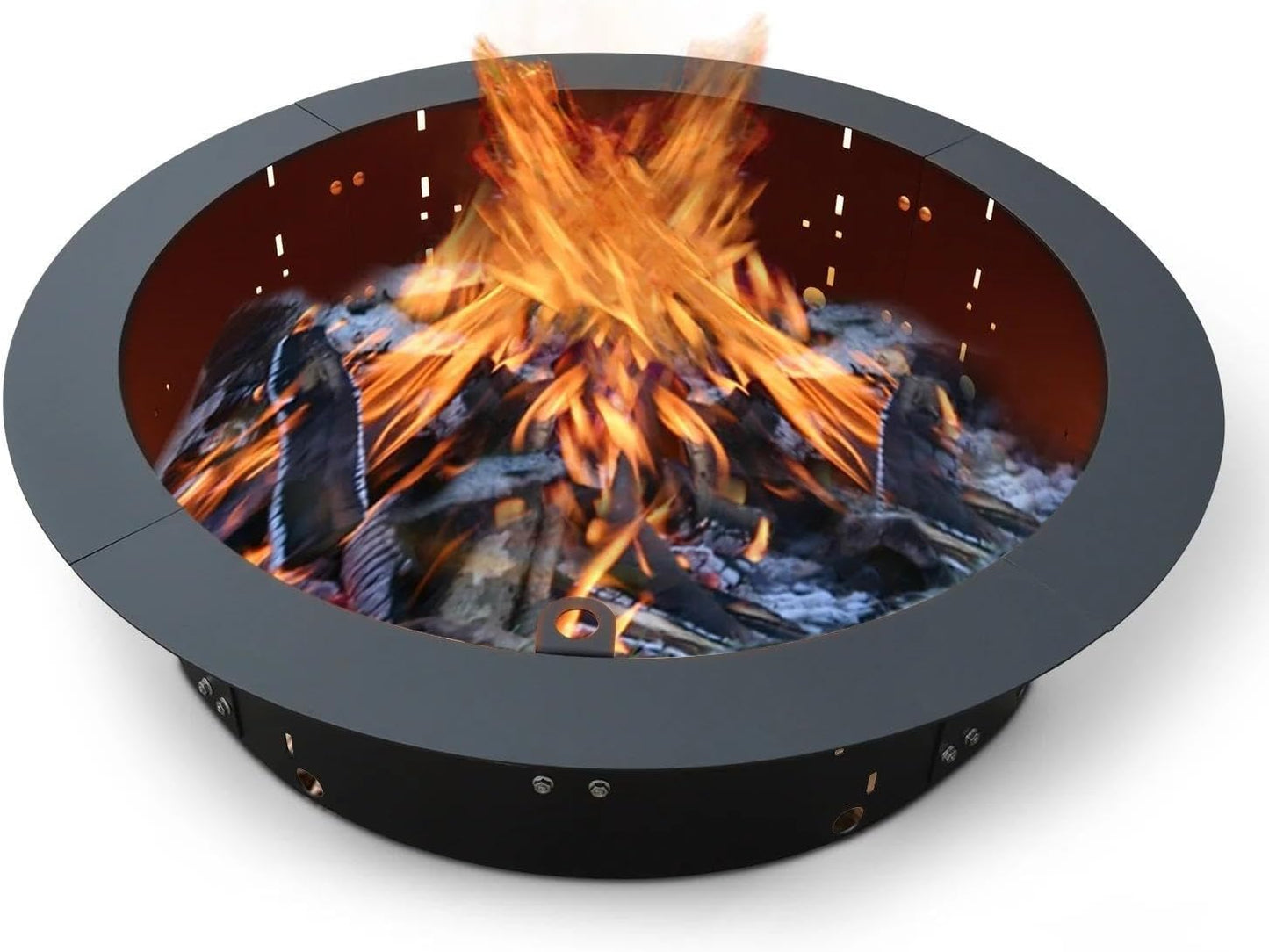 Heavy Duty Black Steel Fire Pit Ring Insert for Outdoors - 31” Round Insert, 38" Outside Flange, 9" Height