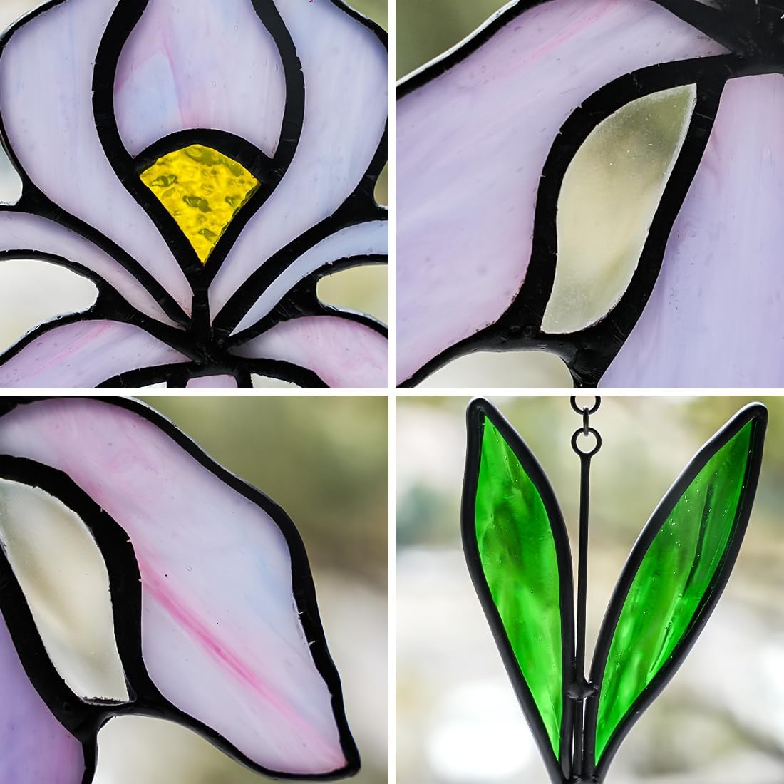 Handmade Iris Flower Stained Glass Suncatcher - Colorful Window Hanging Decor for Home/Office/Church/Wedding - Unique Birthday Gift for Women, Mother's Day, for Mom Grandma