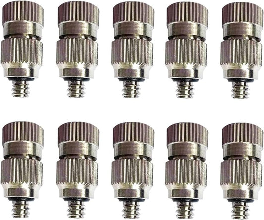 High Pressure Brass Nickel Plated Misting Nozzle for Outdoor Cooling Mist System, 0.2mm Ceramics Orifice, Detachable & Cleanable, 10pcs