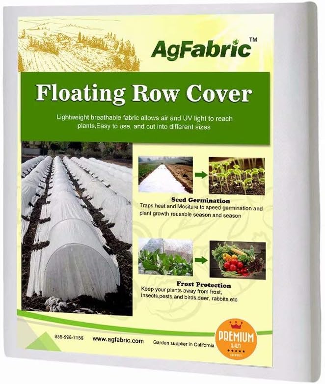 Agfabric Plant Covers Freeze Protection Floating Row Covers 14'x100' 0.9oz Plant Covers Freeze Sun Protection,Frost Cloth for Vegetables,White