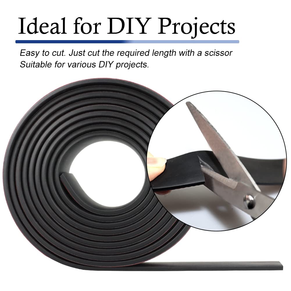 Neoprene Rubber Strips Self Adhesive Solid Rubber Sheets, Rolls & Strips for DIY Gaskets Crafts Pads Seals Warehouse Flooring Neoprene Sheet with Adhesive Backing (1" Wide x 1/5" Thick x 10' Long)