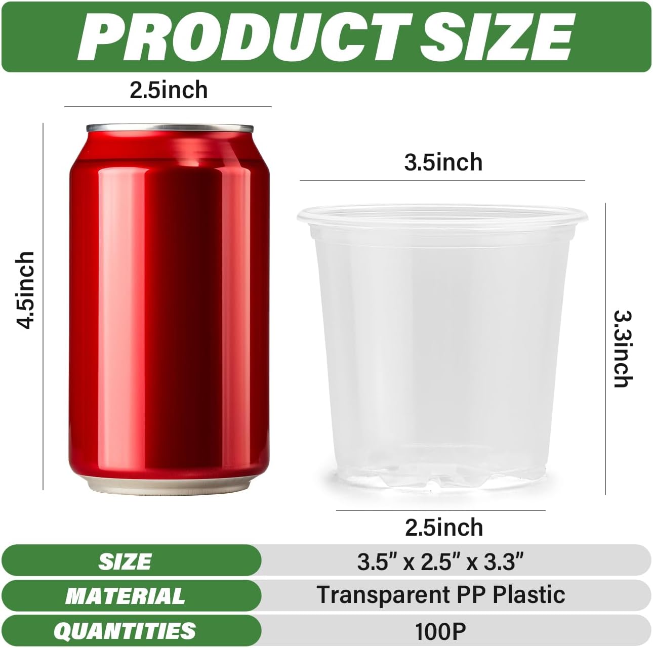 3.5" Clear Seeding Pots 100-Pack Round for Seeds Starter Pots, Seeds Germination Transparent Nursery Pots with Drainage Holes (100PCS)