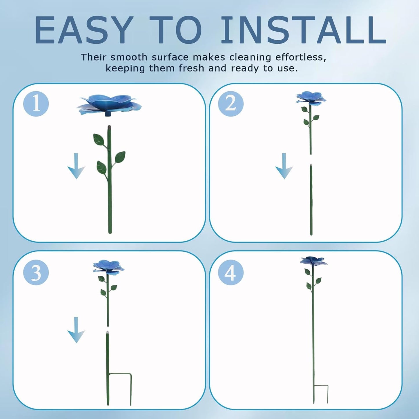 Bee Watering Station, Butterfly Feeder, Metal Bee Water Feeder with Flower Design,Elegant Outdoor Rose Yard & Patio Decoration (4PCS)