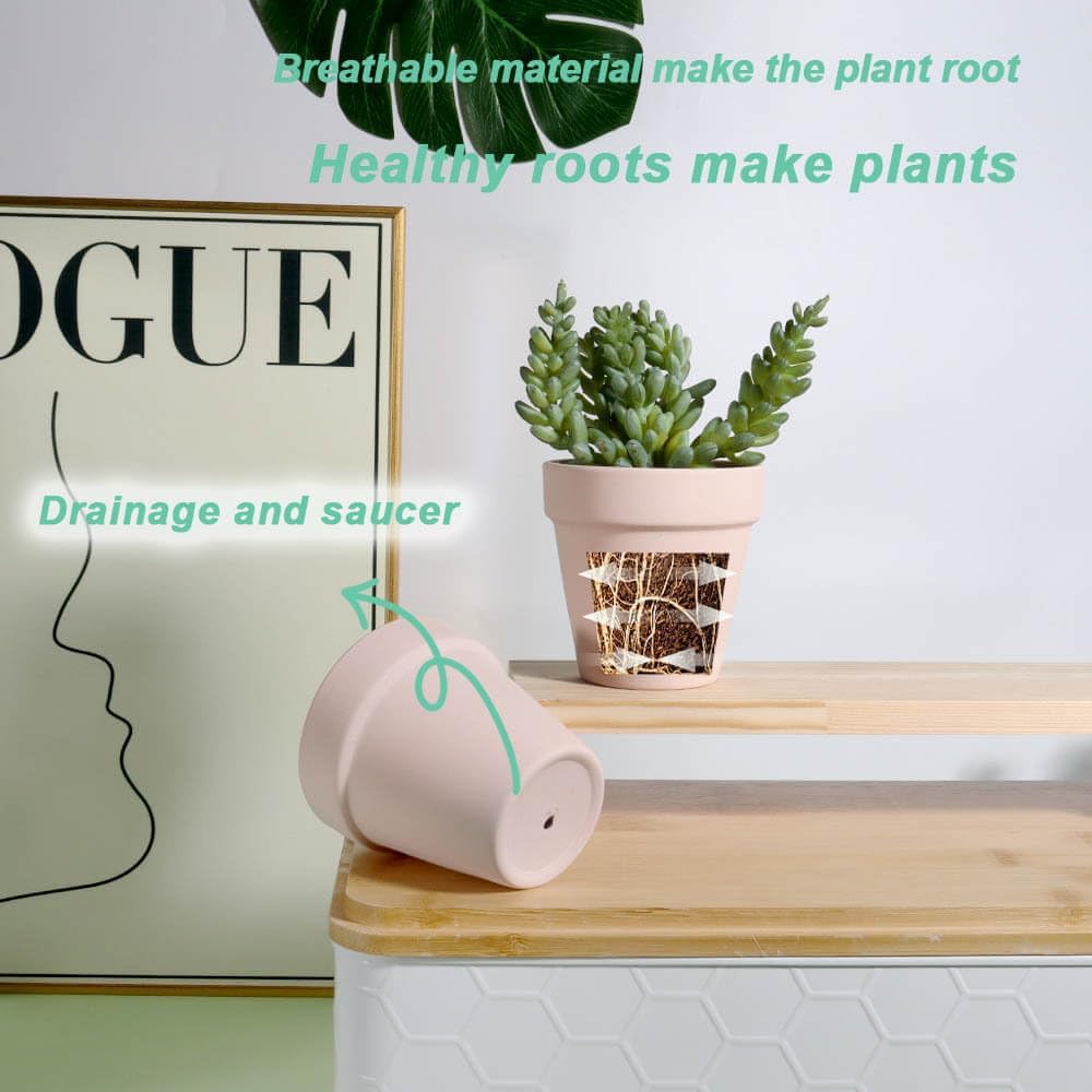 vensovo 3 Inch Pink Terra Cotta & Terracotta Pots with Drainage - 20 Pack Clay Flowerpots, Succulent Nursery Planter Great for Plants, Crafts, Wedding Favor