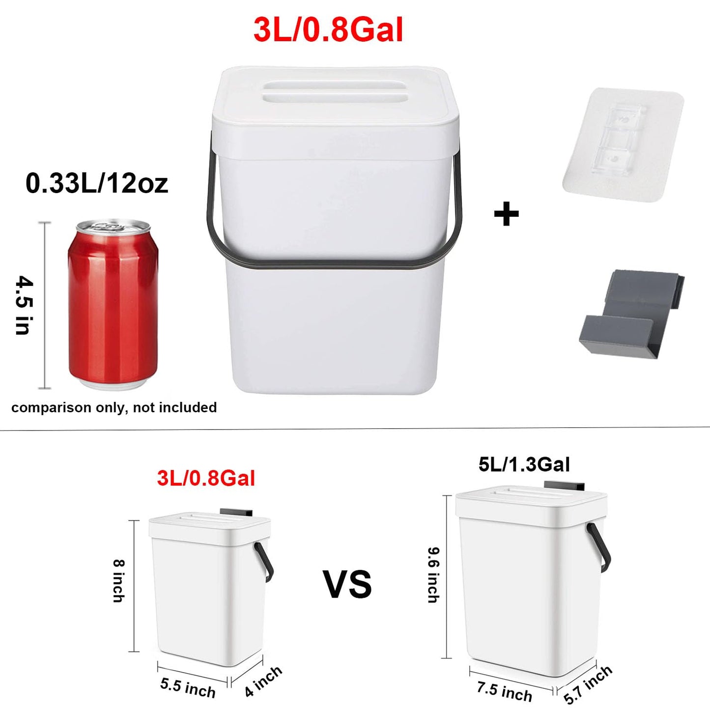 LALASTAR Mini Desktop Trash Can with Lid, Small Countertop Garbage Can, Plastic Tiny Tabletop Wastebasket for Office/Kitchen/Coffee Table, 3L/0.8 Gal, White