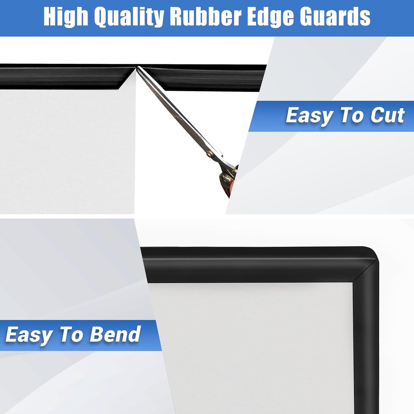 Rubber Edge Trim, Self-Adhesive U Shaped Edge Protector for Plywood, Cabinet, 2-1/8" Wood Edge Banding, Flexible Furniture Repair, EPDM Material, Fit 2-1/8"(54mm), Length 10Ft, Black