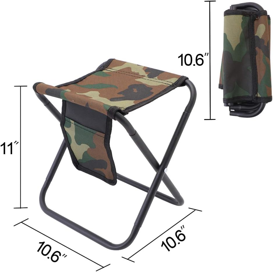 Mini Portable Folding Stool, Camping Fishing Stool for Adults Fishing Hiking Gardening and Beach with Carry Bag, Hold Up to 450lbs(Camouflage)