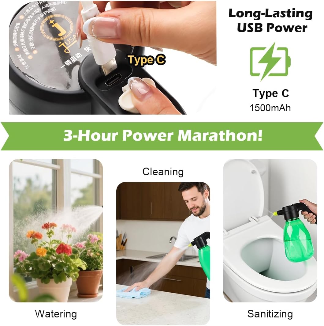 5-Gallon Nursery Pots 5P with 0.5 Gallon/2L Electric Spray Bottle, Plant Containers with Drainage Holes, Round Sturdy Garden Planters for Indoor/Outdoor Greenery