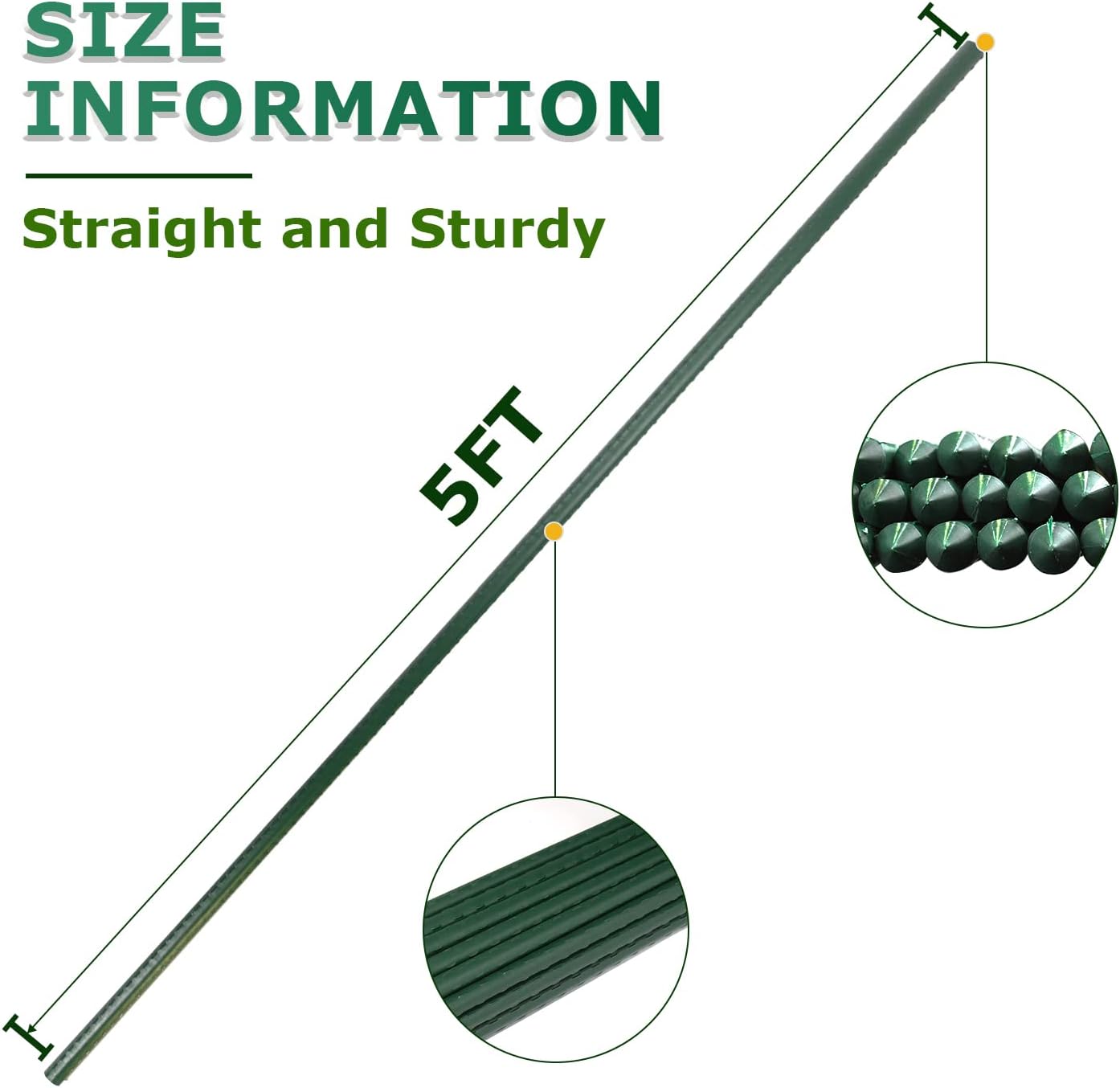 25pcs Steel Plant Stakes 4.8 Feet,Sturdy Plant Sticks, Plastic Coated Metal Garden Stakes Supports Climbing for Tomato, Bean, Flowers, Tree Potted