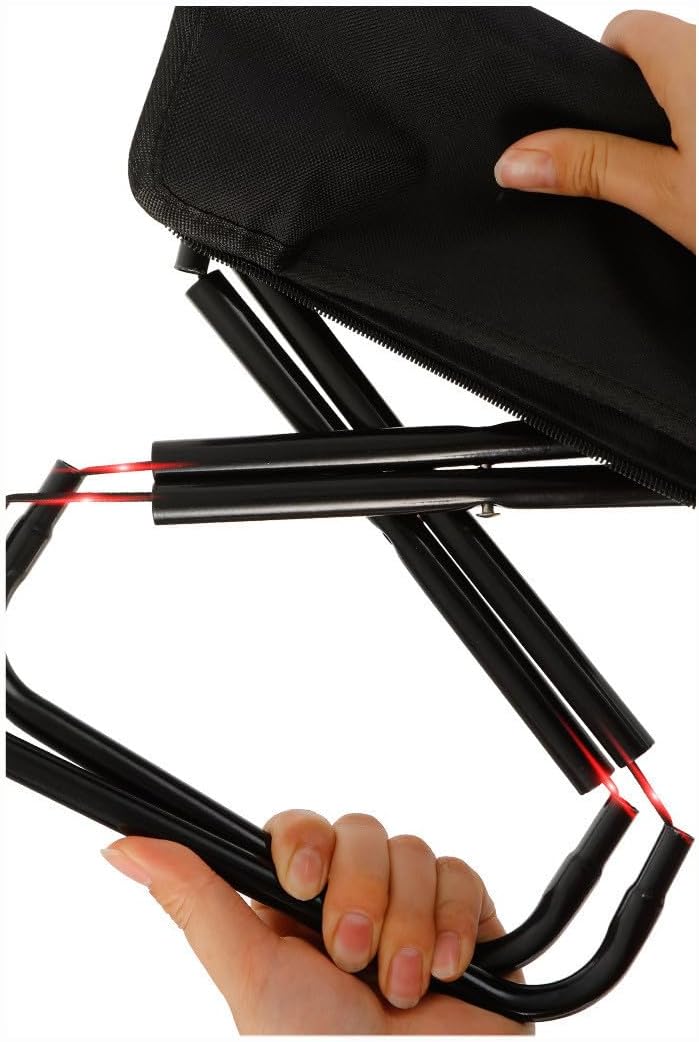 Portable Camping Stool & Folding Small Chair - Compact Folding Stool, Durable Collapsible Stool for Fishing, Hiking, BBQ, Outdoor Events(Black)