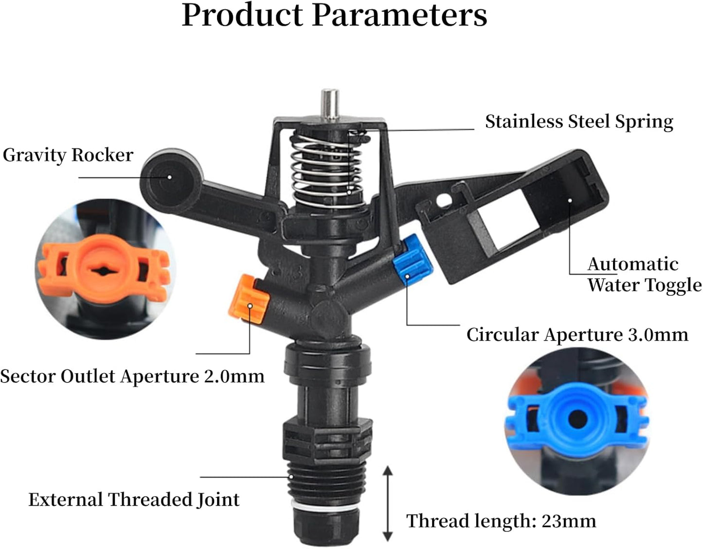 Rocking Arm Sprinklers,10PCS Plastics G 1/2 Male Thread 360° Rotating Sprinklers Watering Sprinkler for Yard Lawn and Grass Irrigation 4.7x4.5in