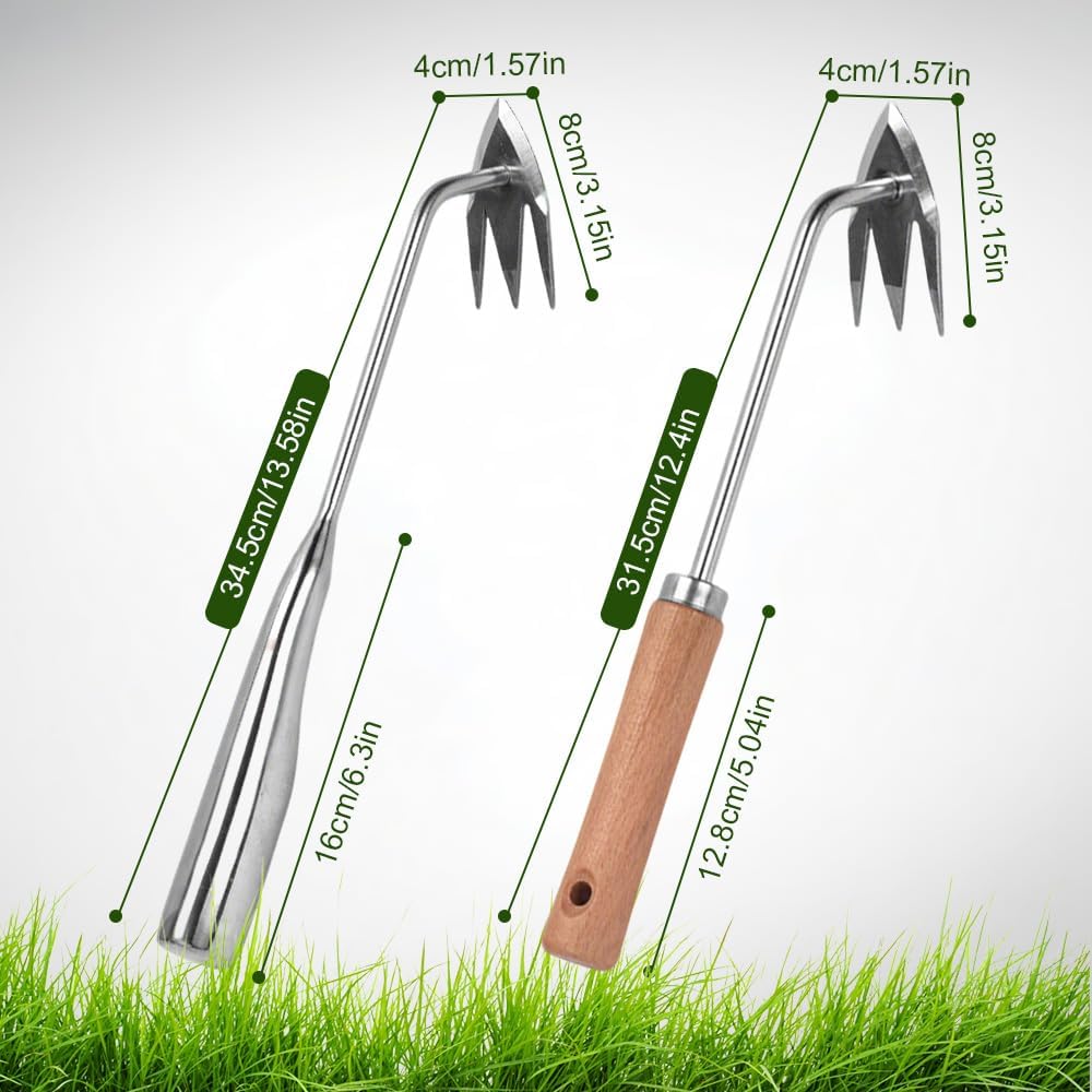 Manual Weed Remover Tool for Lawn and Garden, 2025 New Weeding Artifact Uprooting Weeding Tool,Weed Puller Tool 3 Tooth Manganese Steel for Gardening Backyard Farm (14in)