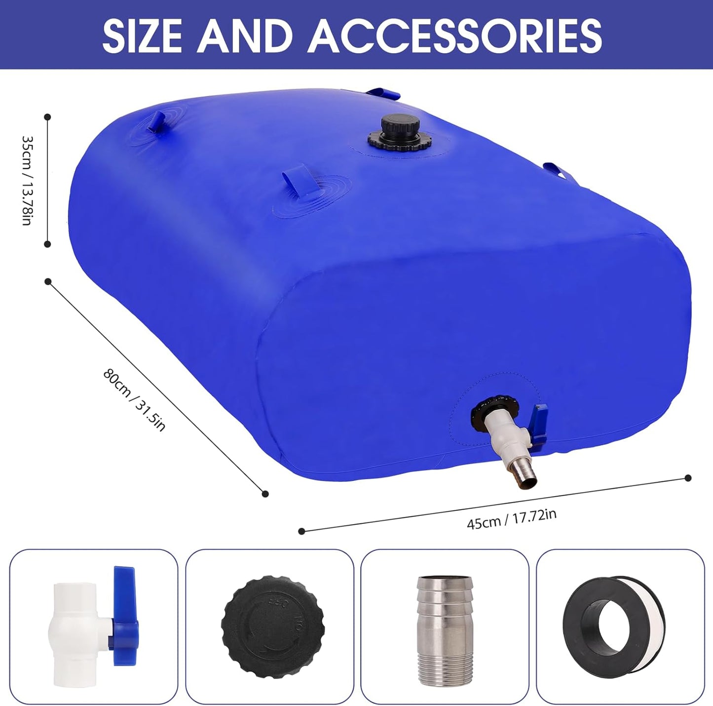 110L/29gal Foldable Water Bladder Storage Container - Large Capacity Soft Water Bag for Drought Resistance, Fire Prevention, and Emergency Water