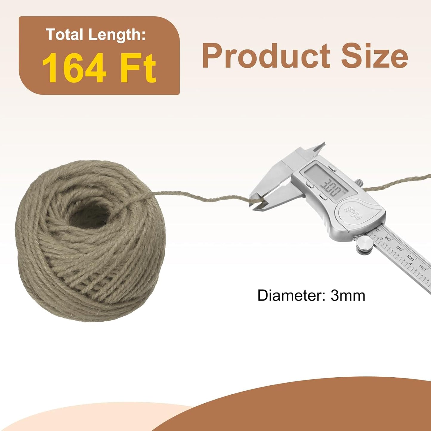 uxcell 164 Feet Natural Jute Twine String,3mm Thin Garden Twine Rope Colored Plant String Cord for DIY Art Crafts Gift Wrapping Decoration Packing Gardening Plant Hanger,Beige