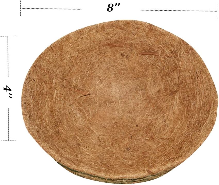 4PCS Coco Liner for Hanging Basket 8 Inch Round 100% Natural Planter Liner Replacement Plant Basket Liners Coco Fiber Liner for Garden Planters Coconut Coir Liner Flower Pot for Hanging Basket