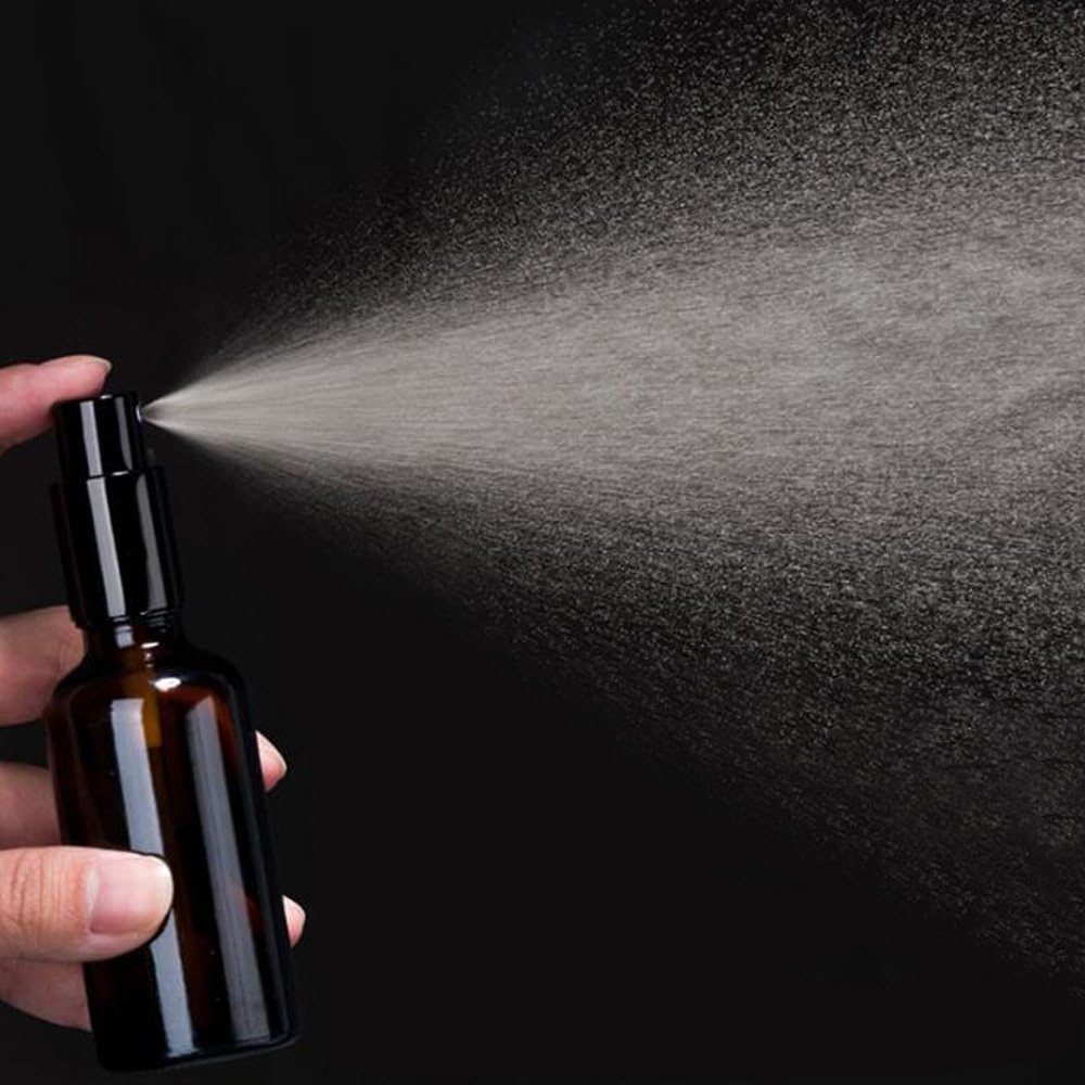 YIZHAO Clear Glass Spray Bottles 1oz, with Small Fine Mist Spray, Metal Cap, Refillable for Essential Oil,Travel,Cleaning,Perfume,Aromatherapy,Makeup – 12 Pcs