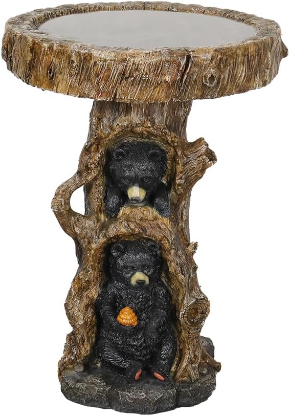 23.6”Tall Resin fiber Outdoor Bird Baths for Garden - Outdoor Standing Birdbath, Woodland Tree Trunk Decoration Yard Statue，Pedestal Birdbaths for Outdoors, Garden, Patio, Lawn, Backyard (23.6''H)