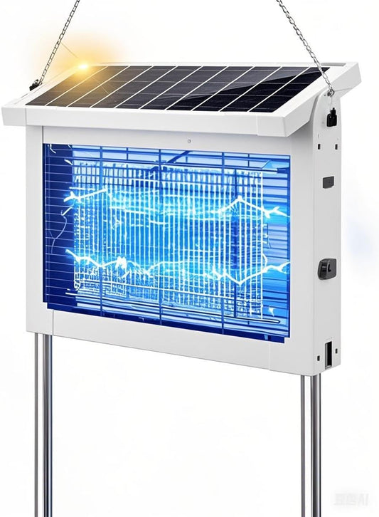 Solar Bug Zapper Outdoor, Mosquito Zapper Waterproof Electric Fly Zapper Rechargeable Mosquito Killer Lamp with 10W Solar Panel, 4500V Cordless Fly Trap for Backyard, Patio, Garden, RV, Camping