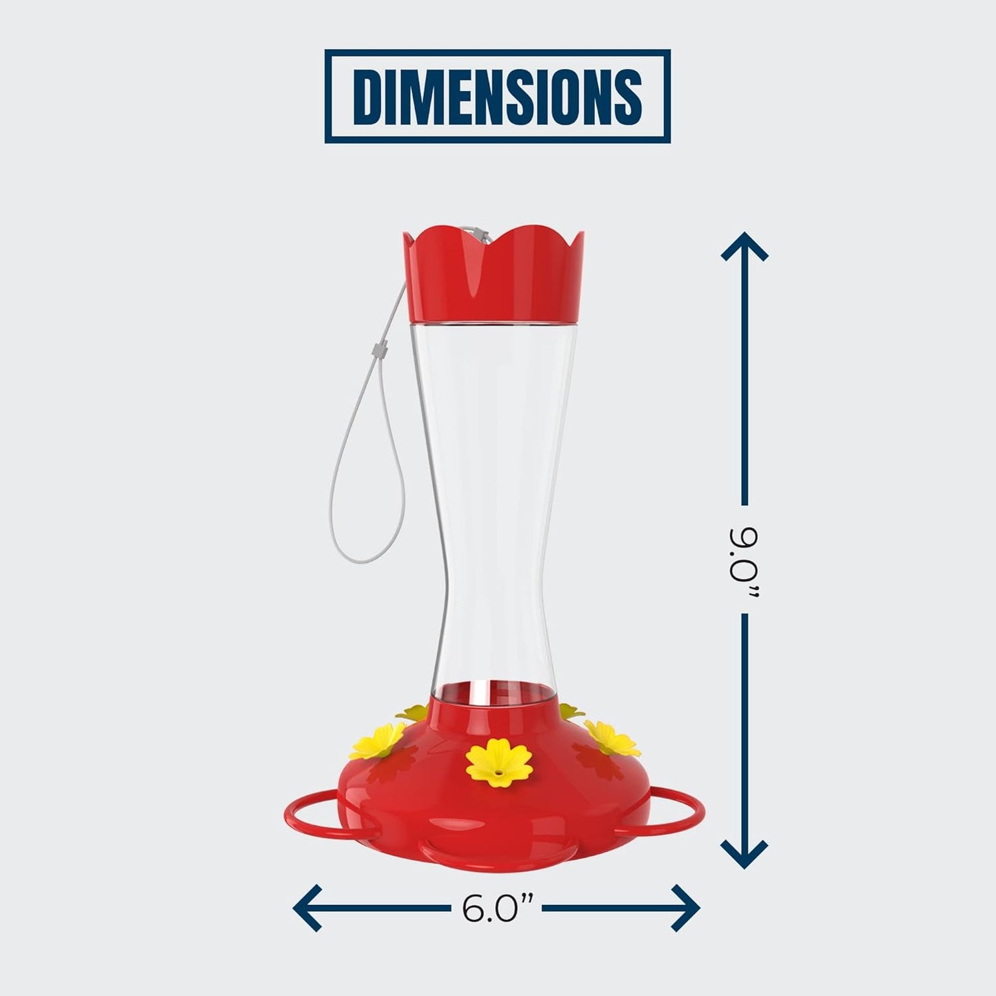 MEKKAPRO Outdoor Hummingbird Feeder Made from Glass, Humming Bird Feeders for Outdoors Hanging Ant and Bee Proof with 5 Nectar Feeding Stations, Bright Red, Backyard Feeder (10 Ounces)