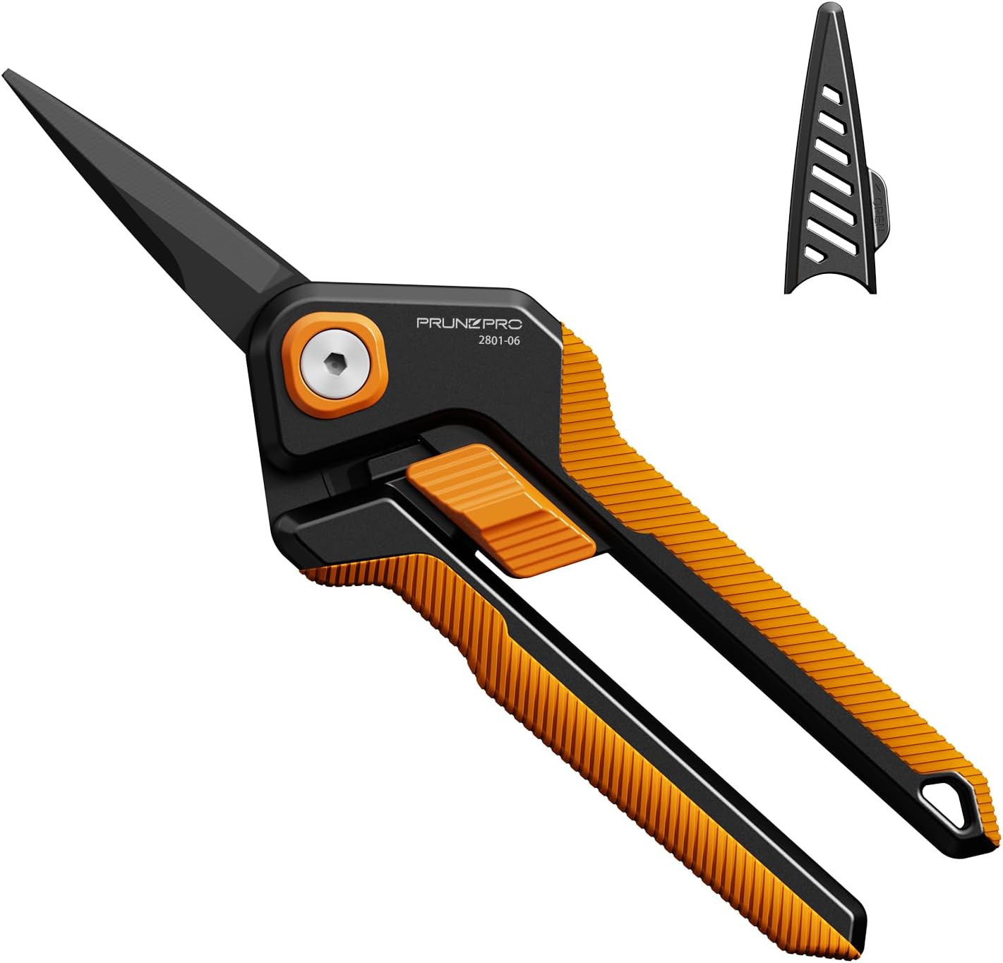 PrunePro Garden Scissors Pruning Shears Sharp Stainless Steel Non-Stick Teflon Coating Blade for Precise Cuts Garden Snip Bonsai Clippers for Plants Rose Flower Orange 1 Pack