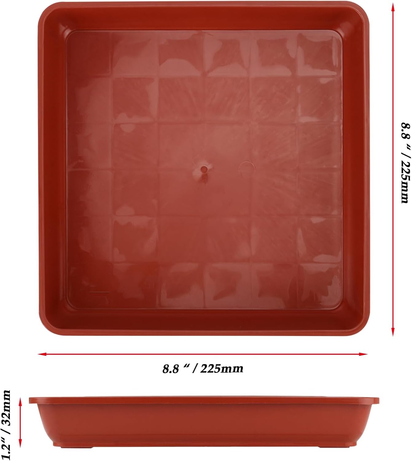 JOIKIT 15 PCS 8.8 x 8.8 Inch Square Plant Saucer, Plastic Plant Saucer Drip Tray, Square Flower Pot Tray for Indoors and Outdoor Plant Pots, 1.2 Inch Deep, Terracotta